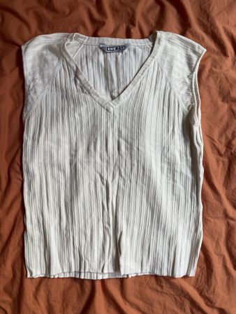 Top, Rippstrick, weiss écru, Gr. S-XL