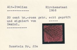 Italien-Kirchenstaat Nr.23a  Marke geprüft,signiert Zanini