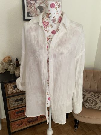Bluse Hemd Baumwolle Musselin weiss NEU Gr S