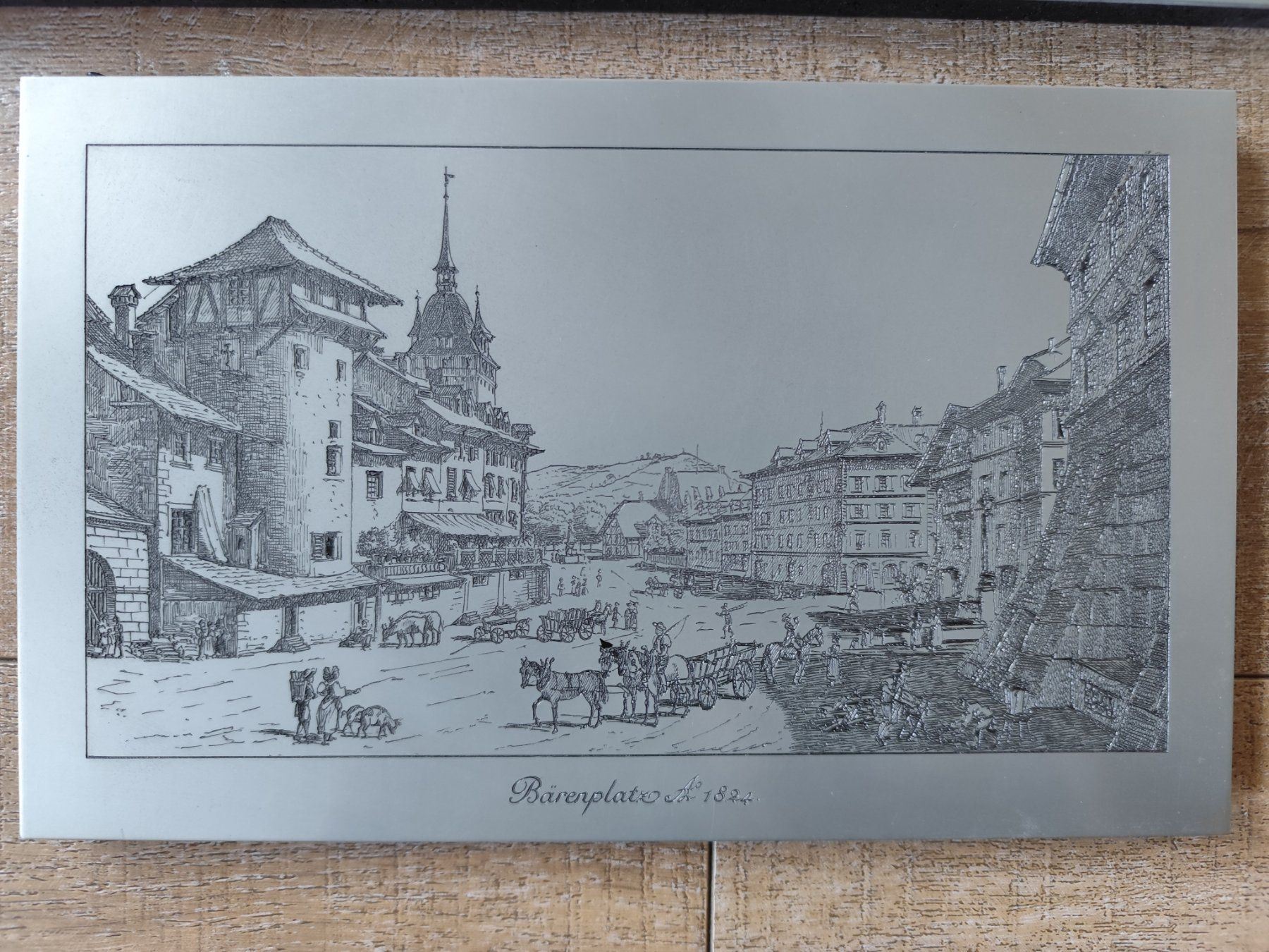 Stiche: Kupferstich Bärenplatz Bern 1824 – Gebraucht aus Wichtrach von Raheul