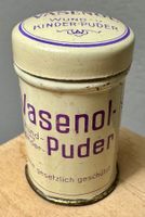 Winzige kleine alte Blechdose Probe Kinderpuder VASENOL