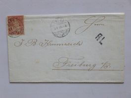 Brief 1875, BASEL > D-FREIBURG, RL (Rayon limitr.) 10Rp.sitz