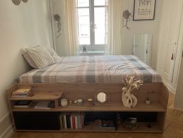 Conforama Bed with storage, 140x200cm, + Mattress. 350CHF