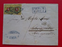 1854: AUSLANDRAYONBRIEF CHUR-ÖSTERREICH, selten, 2x RAYON II