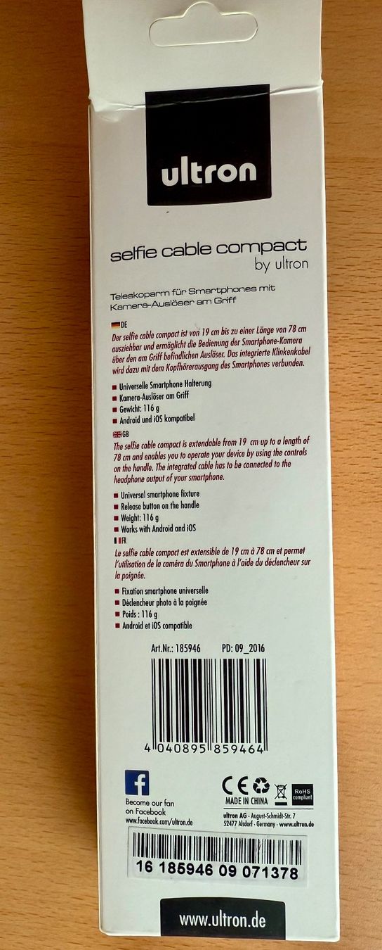Halterungen: Selfie-Stick für Handy – Neu und originalverpackt aus Wallbach von 10merlin