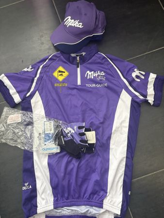 Milka Radsport-Set (3-teilig) - unisex L Trikot Handschuhe 