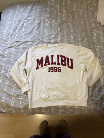 Felpa Ever&Odd “Malibu 1996” bianca – girocollo