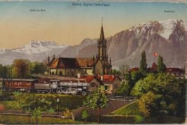 VEVEY - Eglise Catholique - Train à vapeur