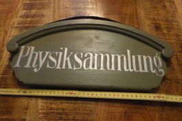 Antikes Holz Schild Physiksammlung