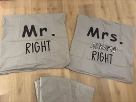 Mr. Right & Mrs. Always Right - Bettwäsche Set für Paare,Neu