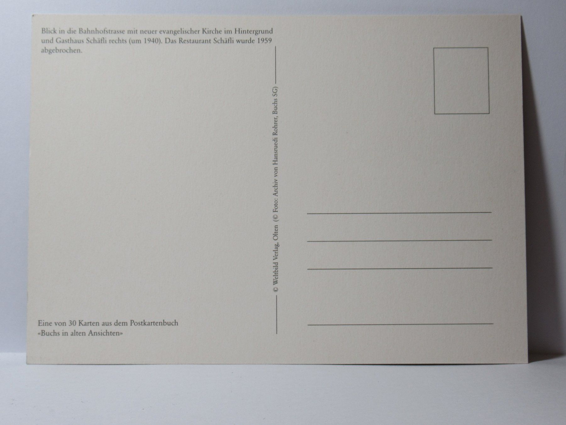 Cartoline postali: Buchs , Bahnhofstrasse , Rest. Schäfli - 1959 abgebrochen – Nuovo (secondo la descrizione) da Grenchen venduto da Bluemchen1900 1