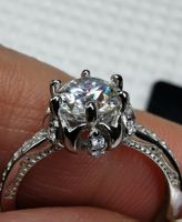 Bague argent avec diamant de moissanite de 1 ct certifié GRA