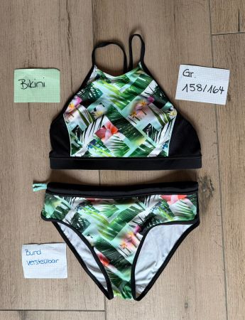 Bikini Grösse 158/164 verstellbarer Bund tropisches Muster