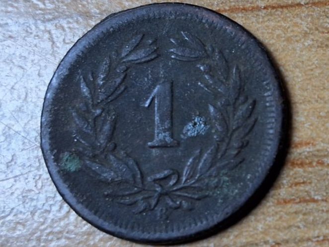 Alle Münzen: 1 Rappen 1863 - SELTEN! – Gebraucht aus Münchenstein von purbach1 5