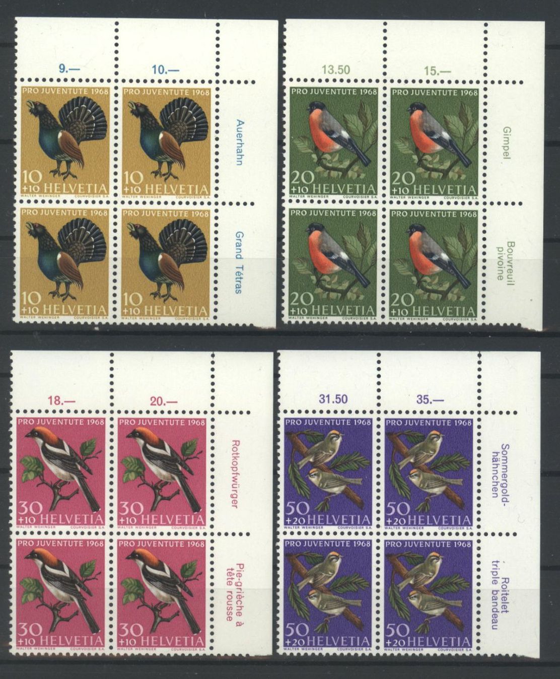Tous les timbres: 1968, Pro Juventute, Viererblock ** – D'occasion à Willisau par Vollstempel