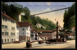 AK Fribourg, Fontaine de la Fidélité et le Pont du Gotteron