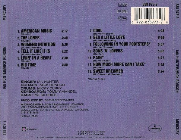 CD: Hunter Ian/Mick Ronson: Ian Hunter / Mick Ronson CD – Nuovo (secondo la descrizione) da Steinhausen venduto da Vilivinili 1