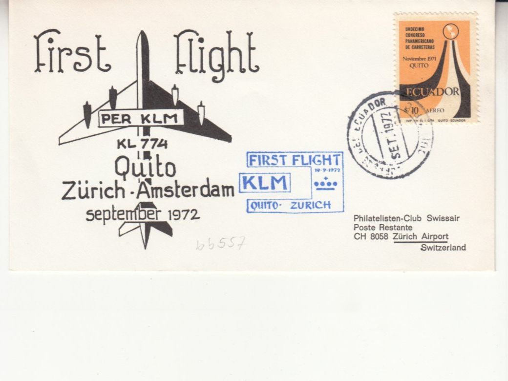 Tutti i francobolli: SLH RF 72.15 a Quito - Zürich – Usato da Bürglen TG venduto da StampGraf