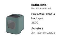 Bac à litière fermé - Rotho Biala - comme neuf!