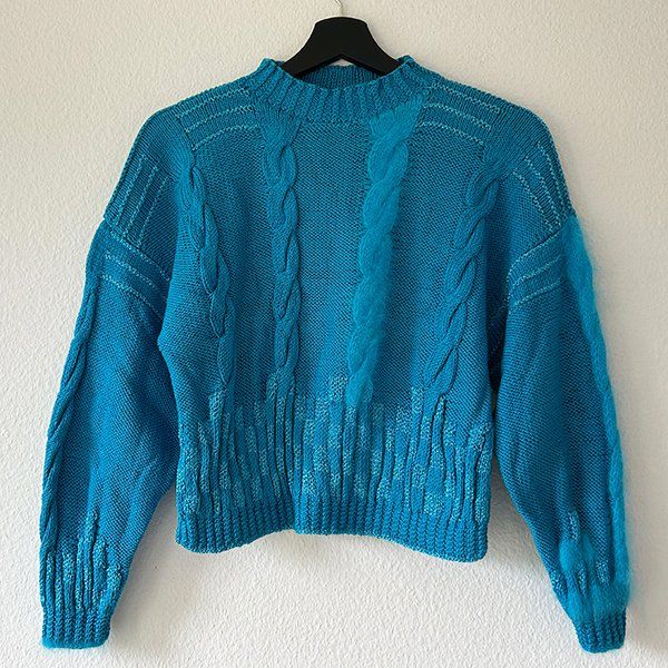 Pullover & Sweatshirts: PETROL | Handgestrickter Pullover S | Strickpulli Zopfmuster – Gebraucht aus Engelburg von Rmueller