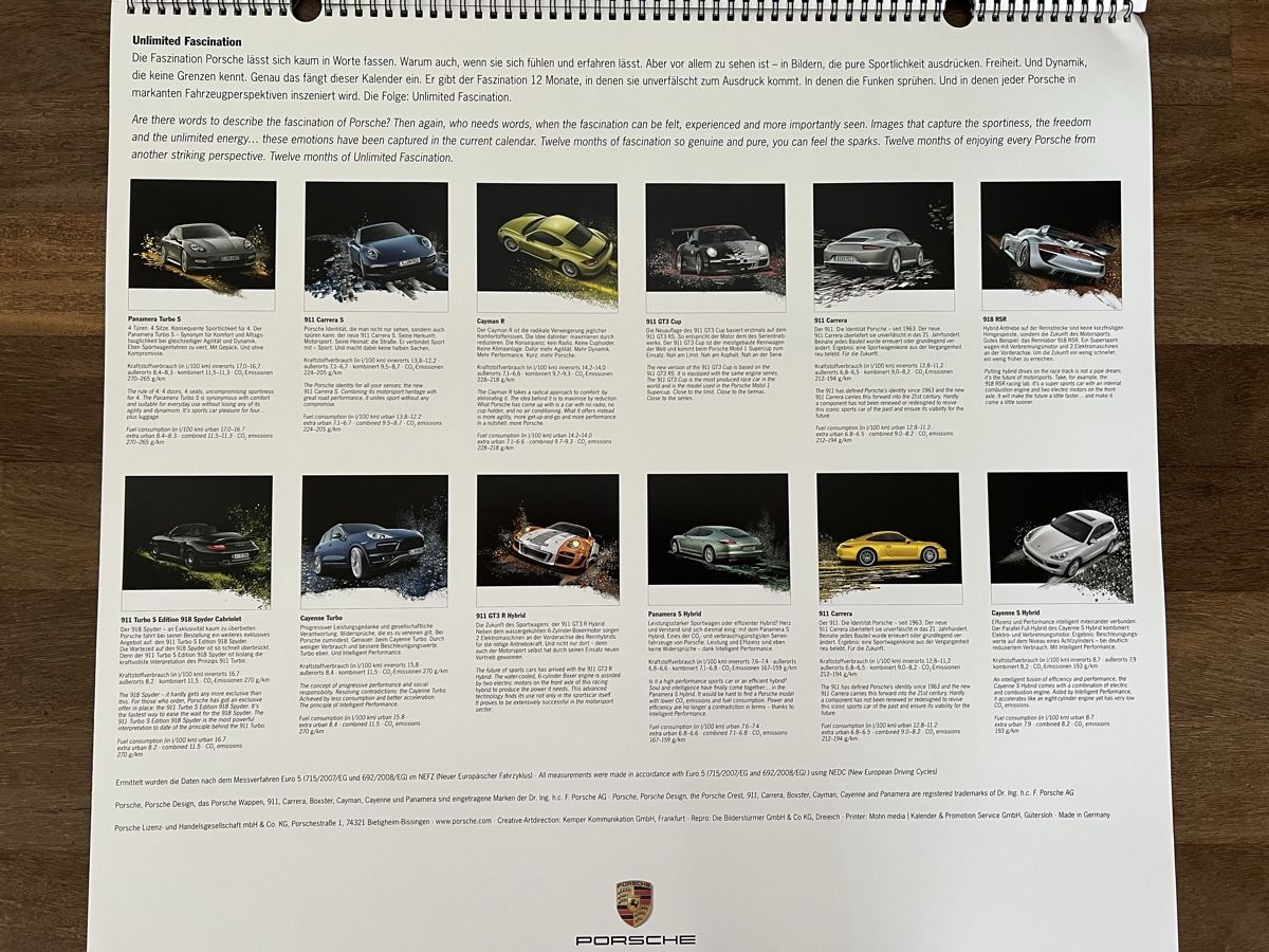 Porsche Kalender: 4 x Porsche Kalender 2008 2011 2012 2013 – Gebraucht aus Weesen von Elmax1 7