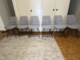 6 Esszimmerstühle grau Stoff 