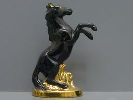 Porzellanfigur Pferd mit Golddekor * Signiert CS Sommer