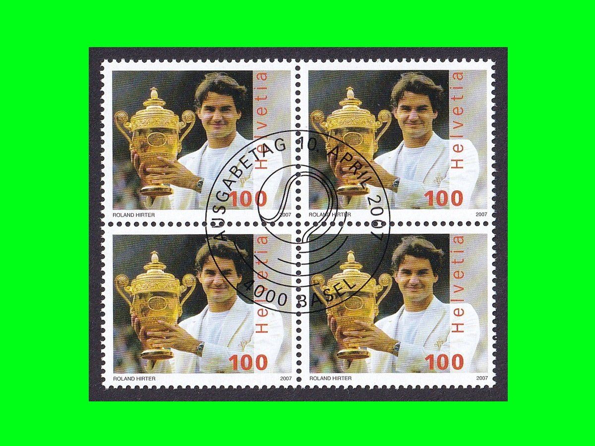 Tutti i francobolli: Viererblock "Roger Federer" (2007) – Nuovo (secondo la descrizione) da Dübendorf venduto da chiara48