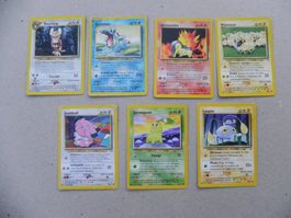 7 versch. Pokémon Sammelkarten 1995 - 2001 Franz. Text VP