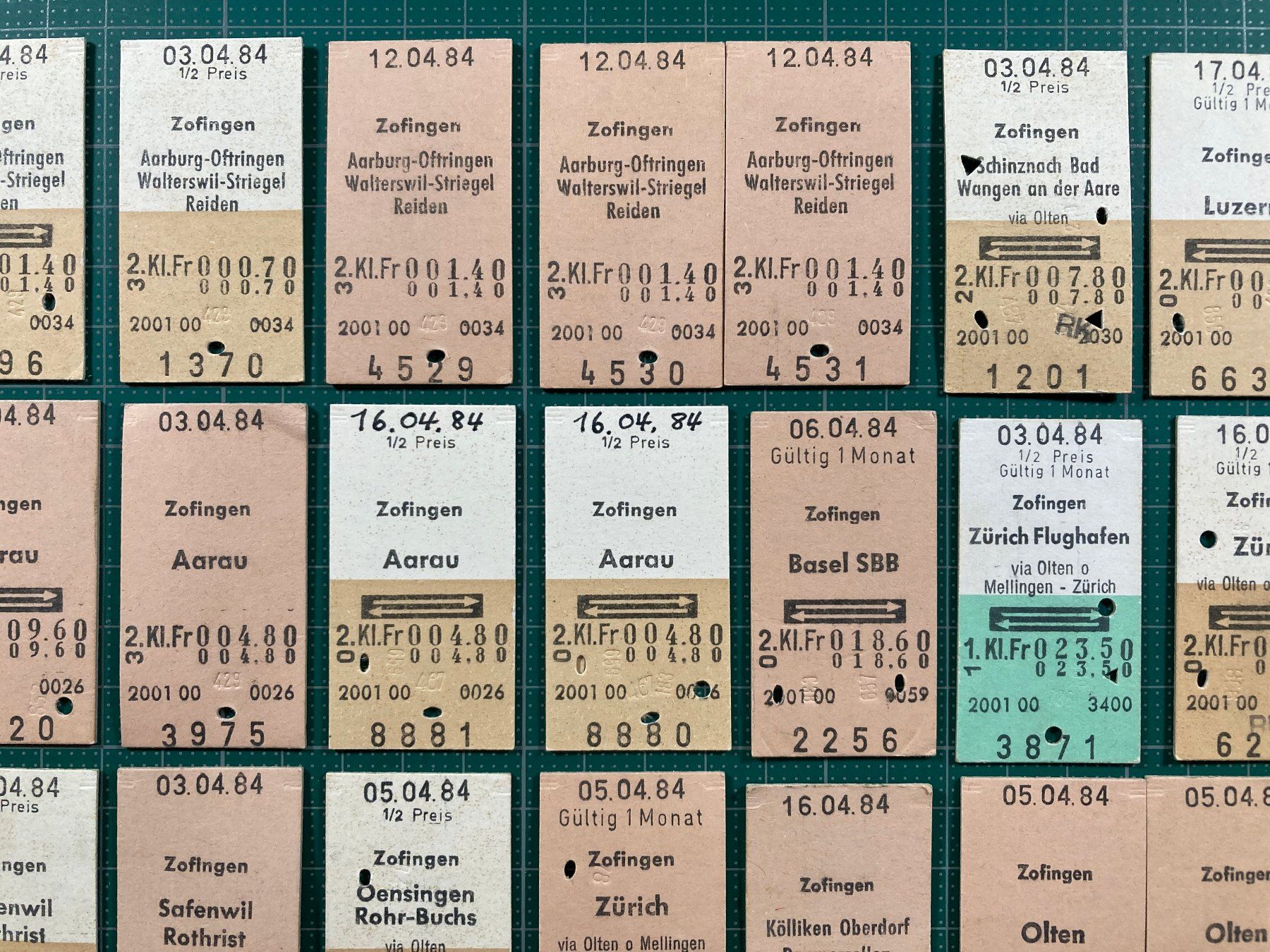 Biglietti: Zofingen, 54 Edmondsonsche Bahn Billette, 1984, SBB – Usato da Lenzburg venduto da fh1 2