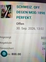 SCHWEIZ. OFF. DEGEN MOD.1898 PERFEKT.
