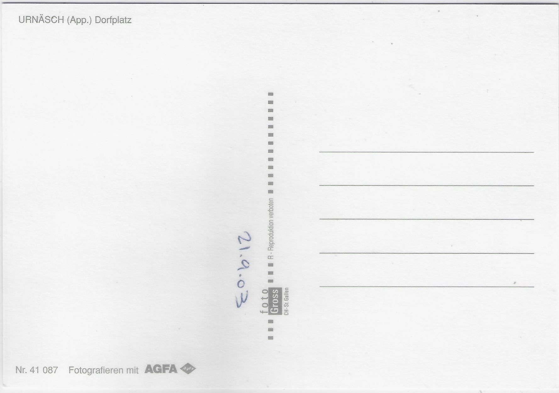Cartoline postali: Urnäsch AR - Dorfplatz – Usato da Ettingen venduto da Kartenplanet 1