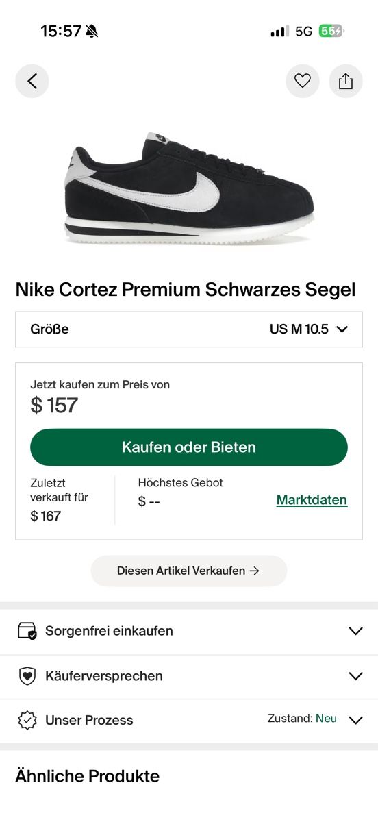 Nike Scarpe da uomo: Nike Cortez Premium Schwarzes Segel – Nuovo e nell'imballaggio originale da St. Gallen venduto da vinsmoke96 1