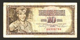 Jugoslawien 10 Dinar / Dinara 1968