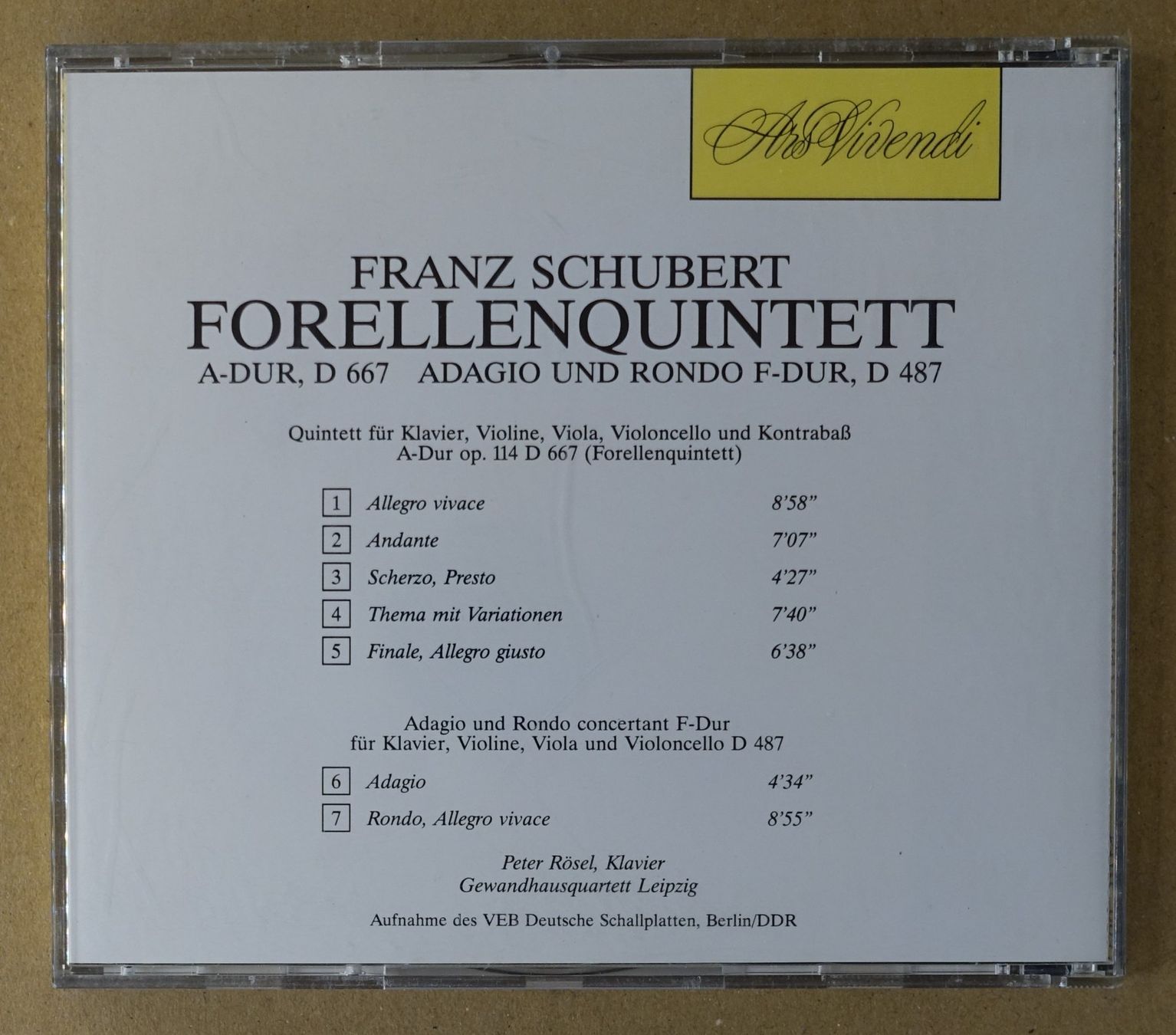 CDs: Franz Schubert - Forellenquintett - F24 – Gebraucht aus Sessa von fraenklishop 1