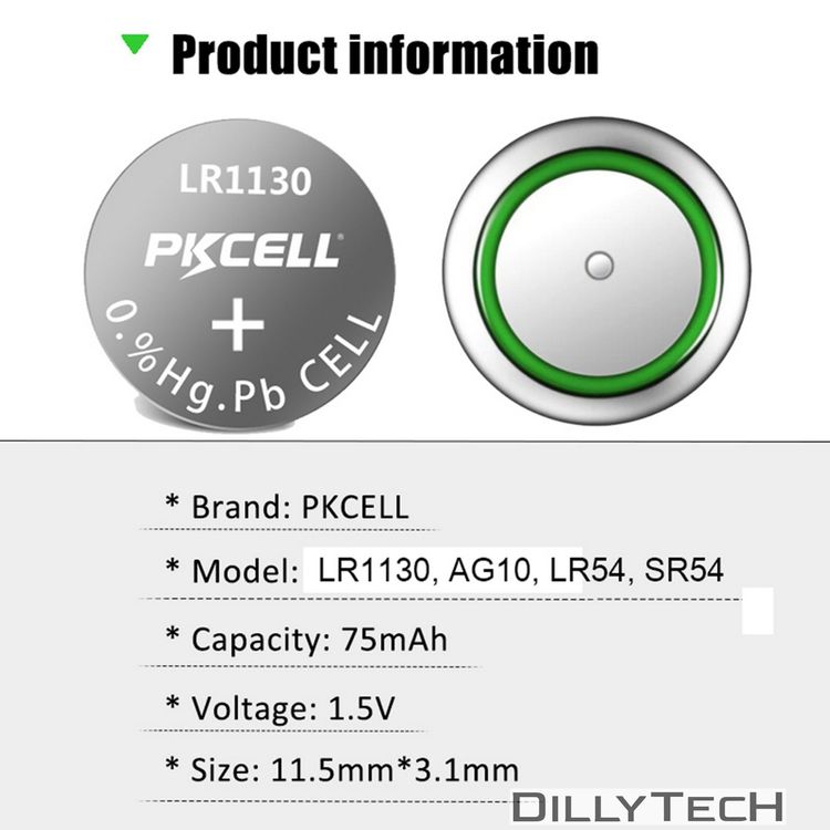 Caricatori & Batterie: PKCELL AG10, LR54, 389 Knopfzellenbatterie - 50 Stk. – Nuovo e nell'imballaggio originale da Erlenbach ZH venduto da dillytech.ch 2