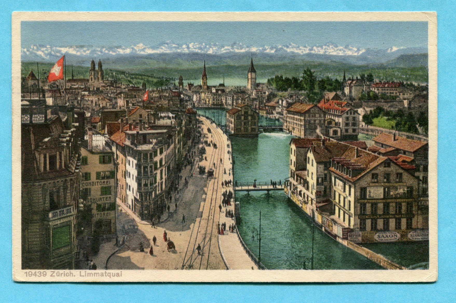 Cartoline postali: Zürich 1927 - Limmatquai – Usato da Opfikon venduto da Prophila