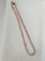 7mm Top Glanz Süßwasserperlen Halskette /9K Gold