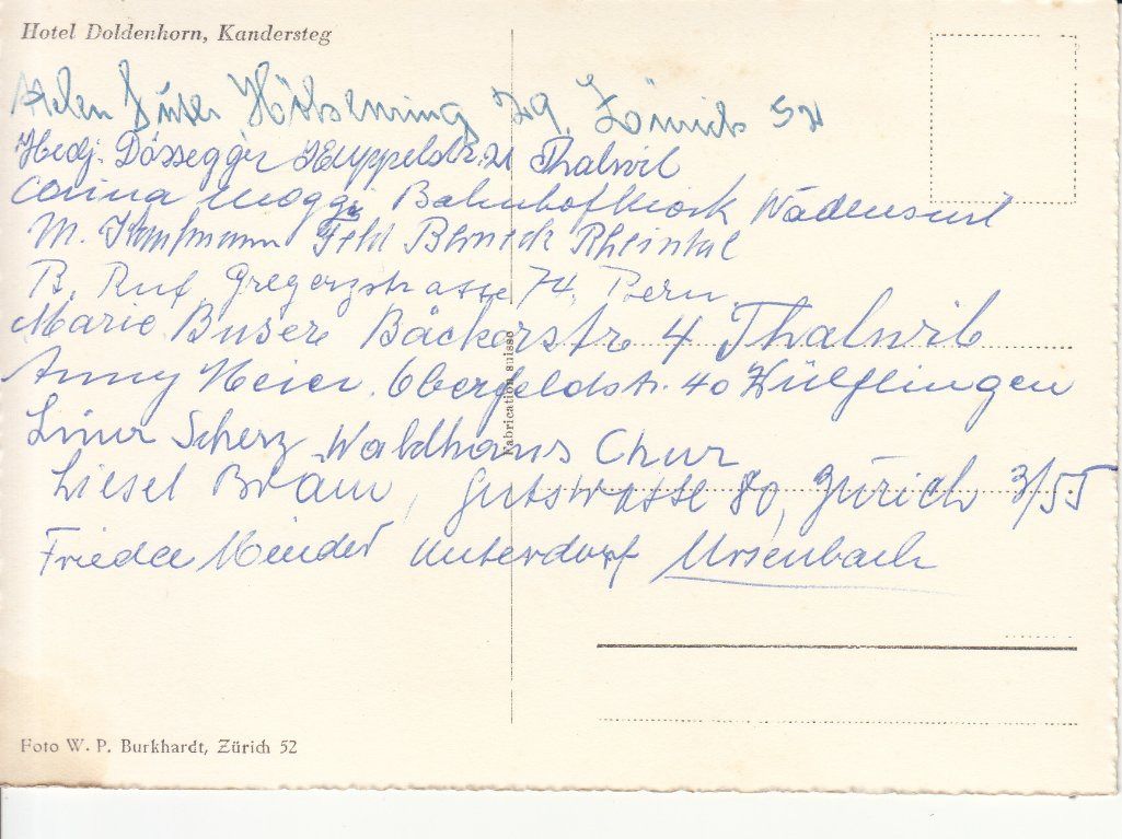 Cartoline postali: Kandersteg Doldenhorn 1952 – Usato da Bürglen TG venduto da StampGraf 1