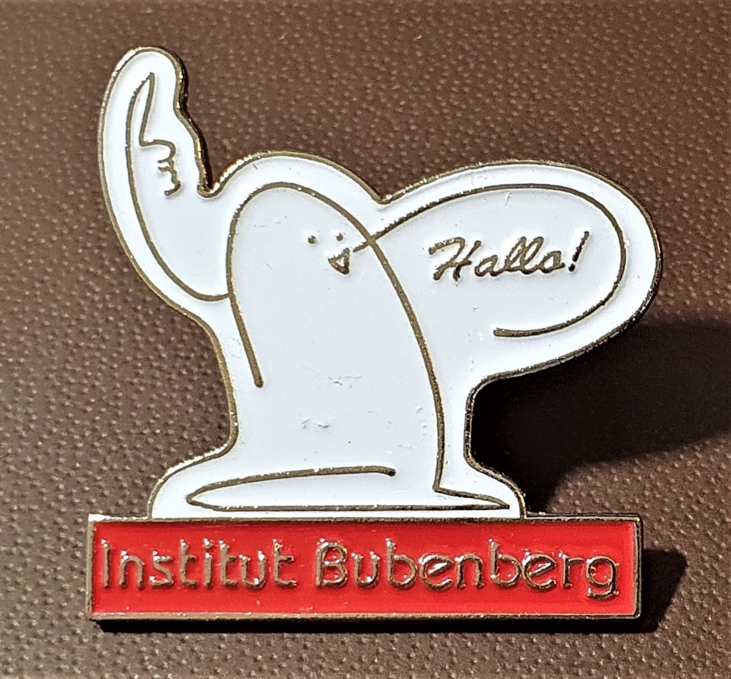 Placchette & Badge: Q846 - Pin Hallo!  Institut Bubenberg – Usato da Reinach BL venduto da Boston-Verkauf
