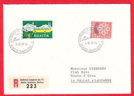 1959  FDC Europa mit Aufdruck PTT  + mit Zusatzfrankatur
