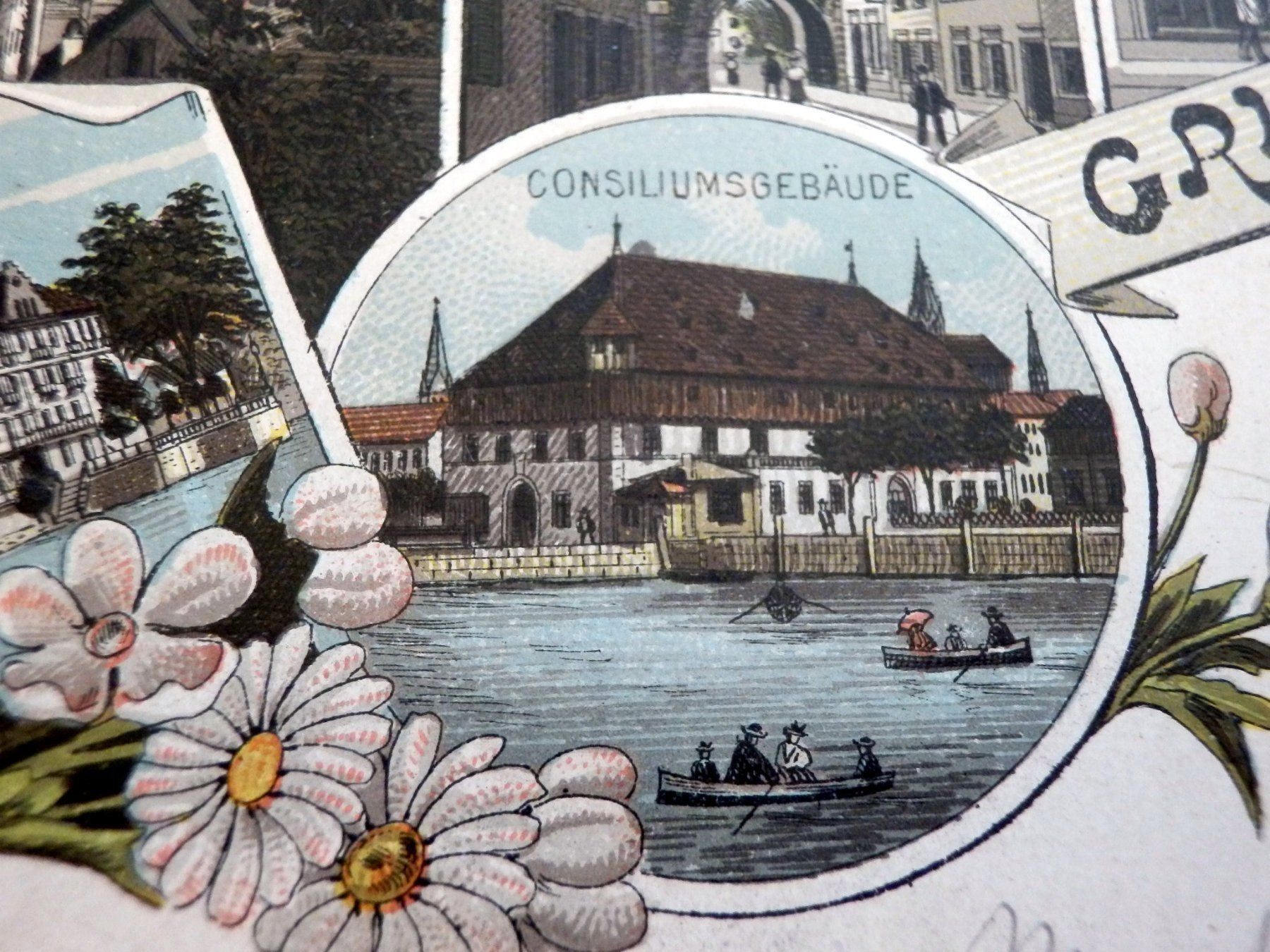 Ansichtskarten: Lithographie: Gruss aus Konstanz 17.5.99 – Gebraucht aus Ueberstorf von dinbau 5