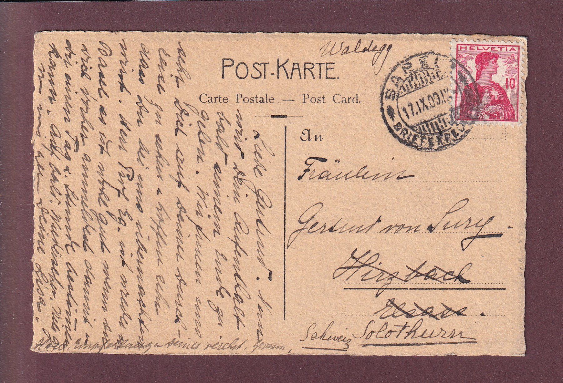 Cartoline postali: BASEL - St. Jakobdenkmal - 1909 – Usato da Pully venduto da nicecards 1