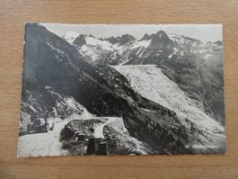 Alte AK vom Rhonegletscher mit altem Postauto um 1900