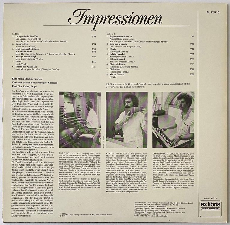 Dischi in vinile: Kurt Maria Staubli, Kurt Pius Koller..., Impressionen – Usato da Flums venduto da Empe1 1