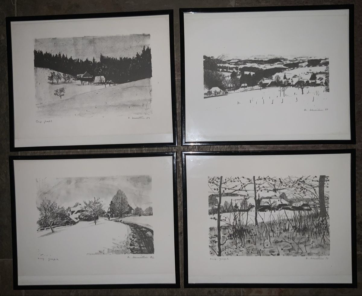 Grafica & Litografie: Original Grafiken von Hans Scheitlin, Winterlandschaften – Usato da Zollikon venduto da Moira55