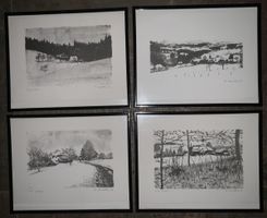 Original Grafiken von Hans Scheitlin, Winterlandschaften