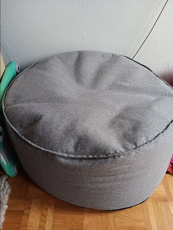 Bequemer Sitzsack, grau, rund 1