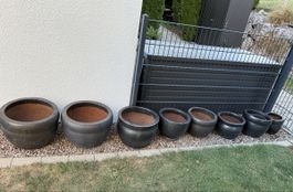 Set diverse Blumentöpfe, Anthrazit