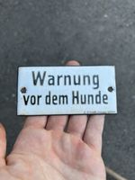 Antikes Emailleschild Warnung vor dem Hunde Warnschild